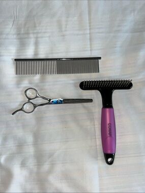 Grooming Tools 3 Piece Set Conair Undercoat Rake, Steel Scissors & Comb